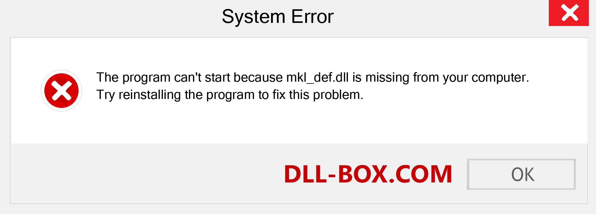  mkl_def.dll file is missing?. Download for Windows 7, 8, 10 - Fix  mkl_def dll Missing Error on Windows, photos, images