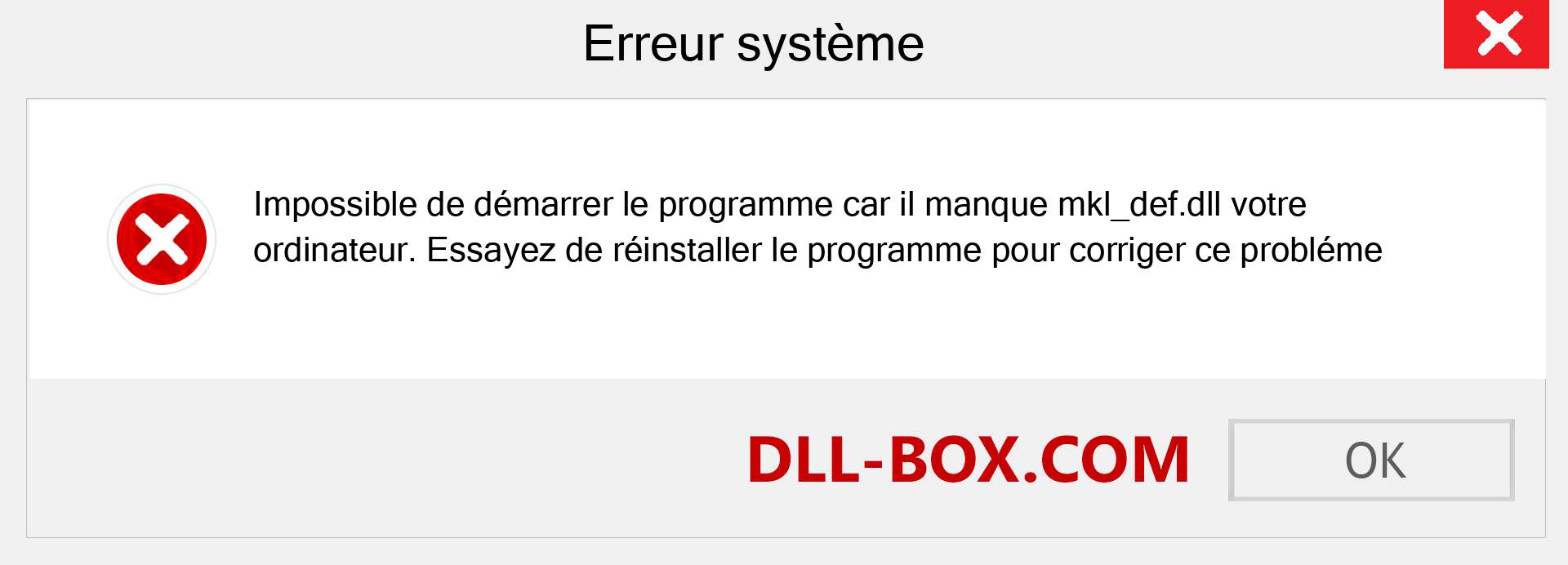 Le fichier mkl_def.dll est manquant ?. Télécharger pour Windows 7, 8, 10 - Correction de l'erreur manquante mkl_def dll sur Windows, photos, images